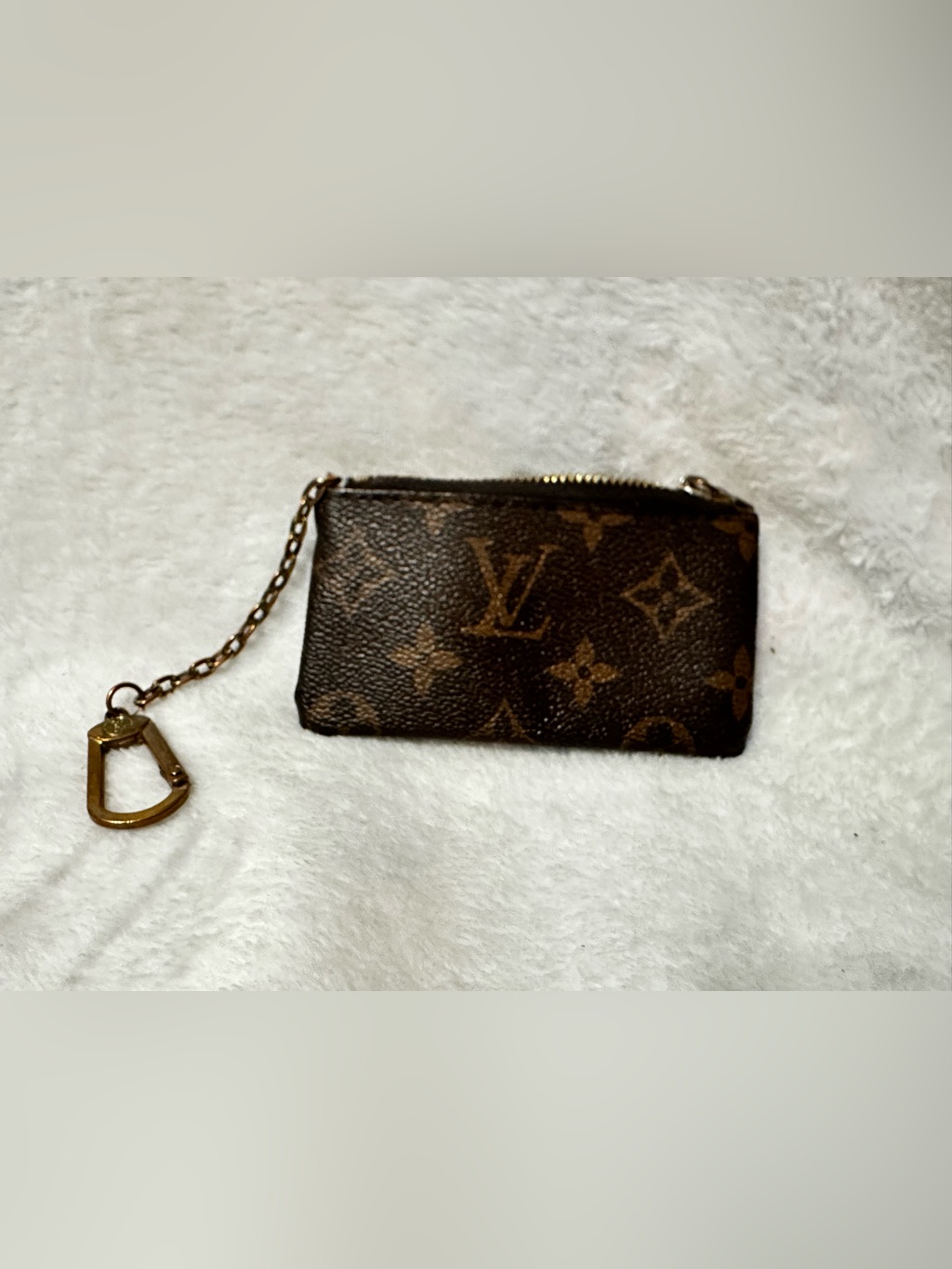 Louis Vuitton Monogram Key Pouch Case Coin Purse Brown Vintage